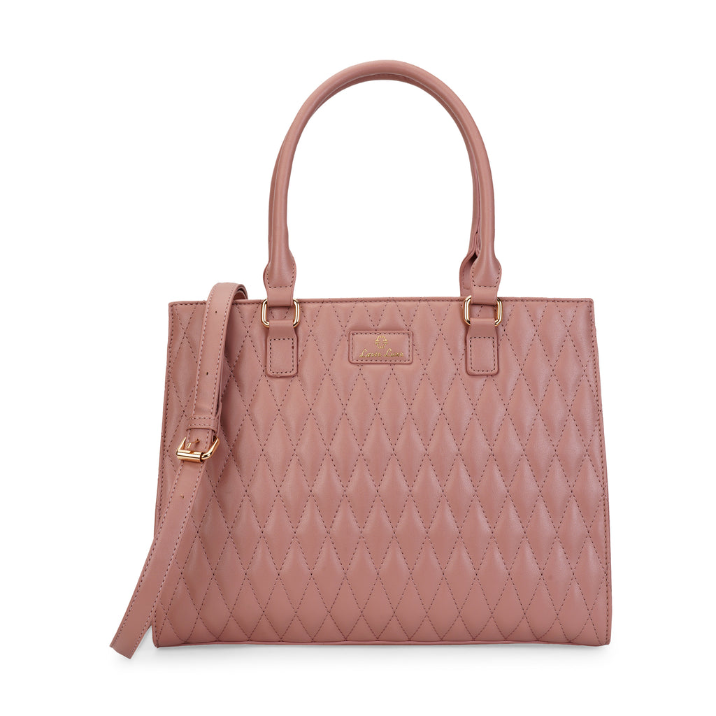 Lavie Luxe Dark Pink Large Women's Quilt Shelly Satchel Bag