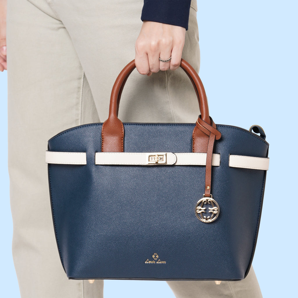 Lavie Luxe Navy Medium Women's Fallon Satchel Bag