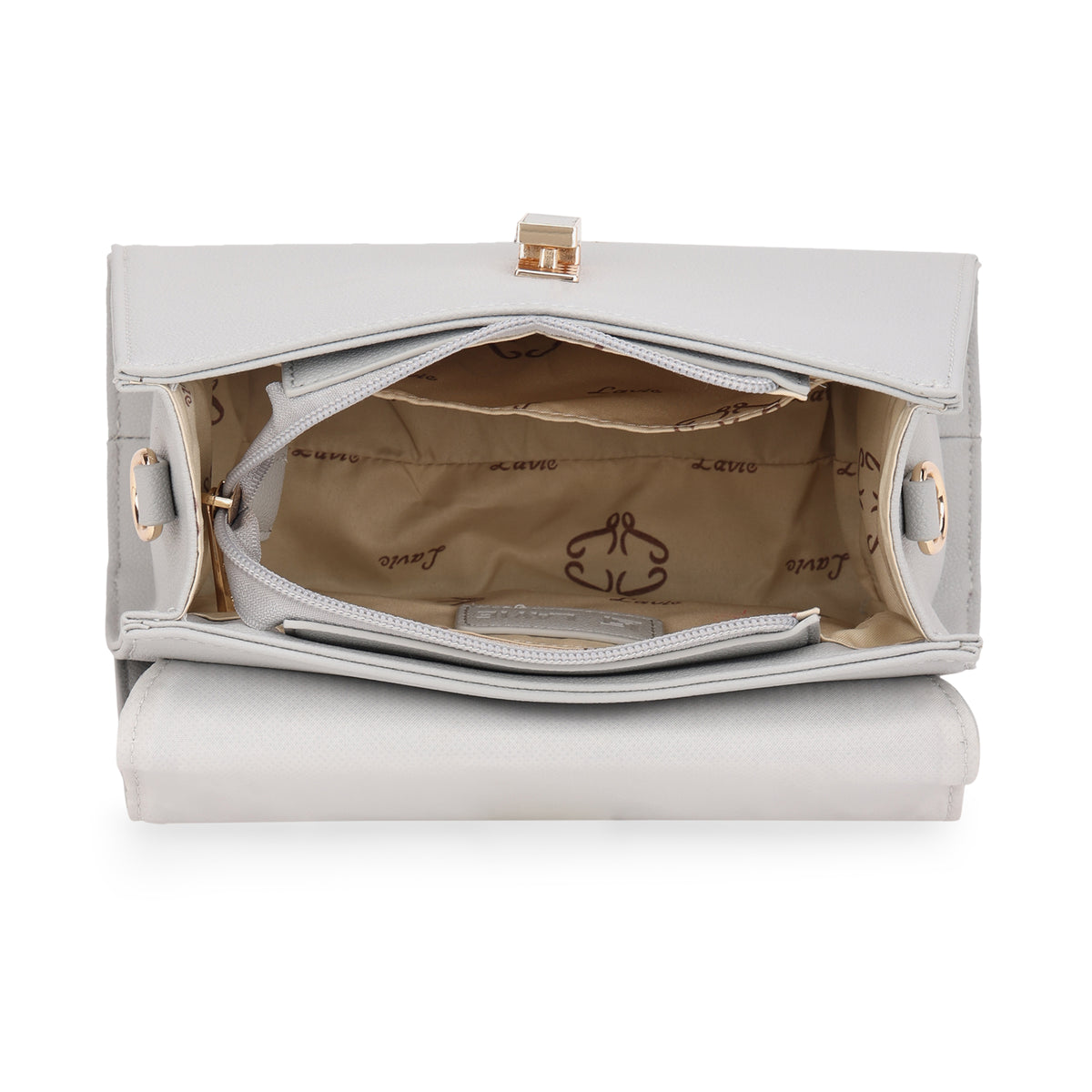 Lavie Luxe Grey Medium Women's Gypsy Flap Satchel Bag