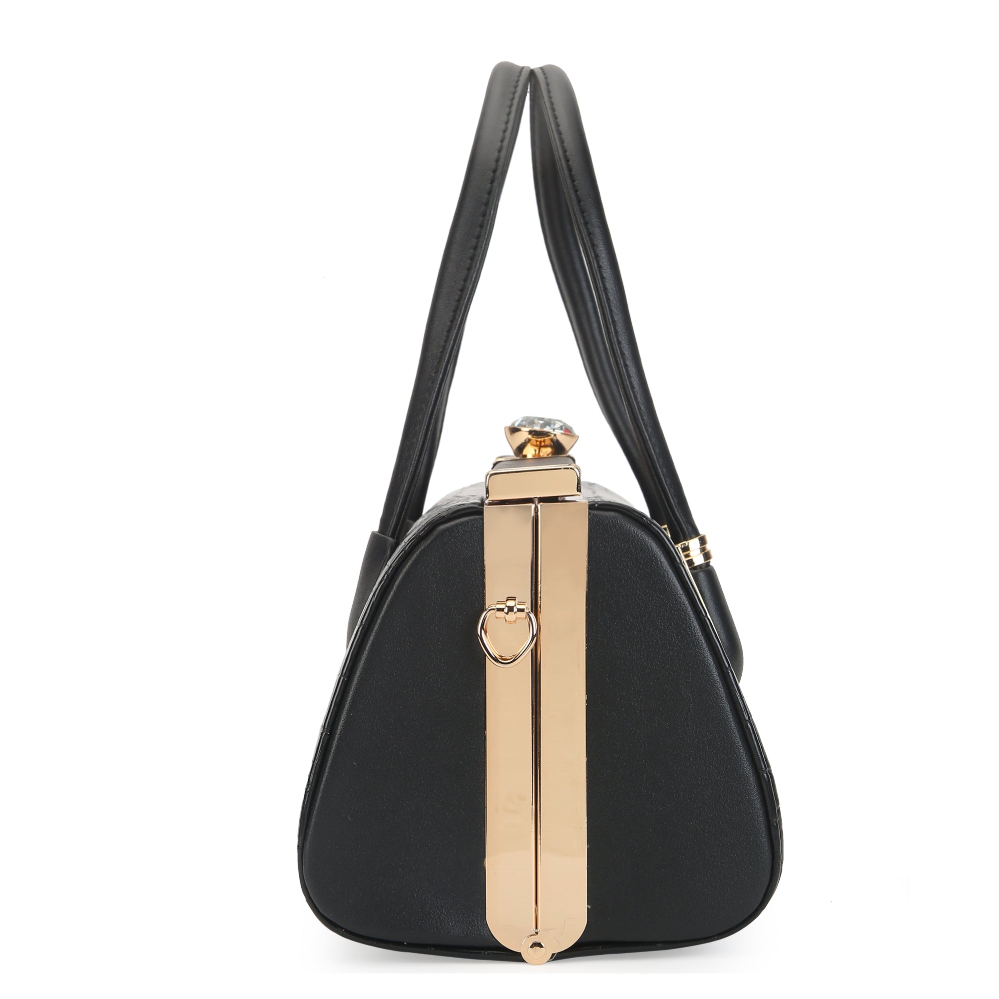 Lavie Luxe Black Medium Women's Dazzle Frame Satchel Bag