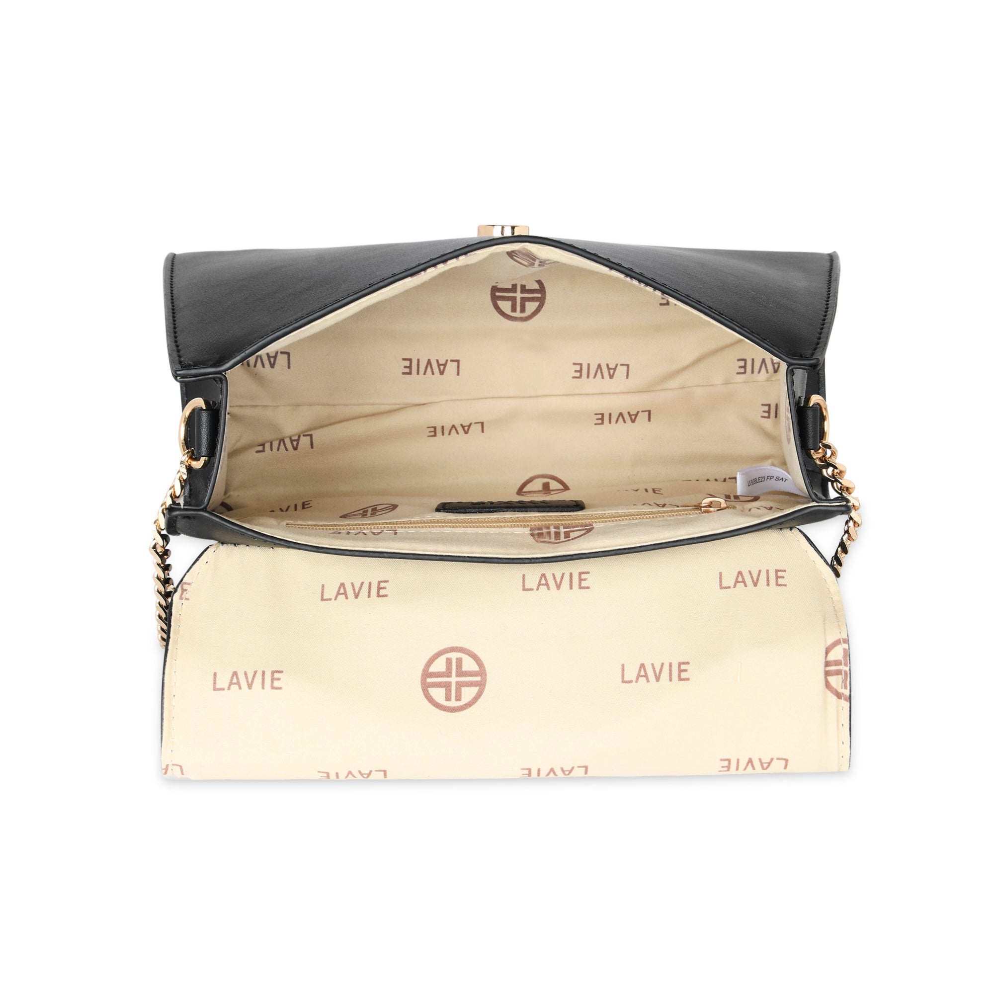 Lavie Luxe Black Medium Women's Bubble Flap Satchel Bag