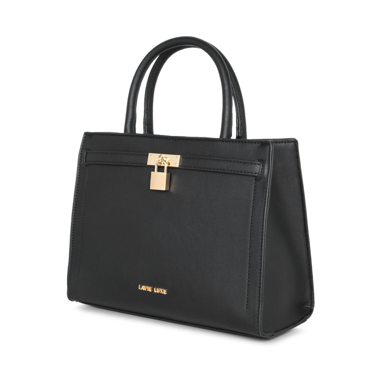 Lavie Luxe Black Medium Women's Lock Satchel Bag