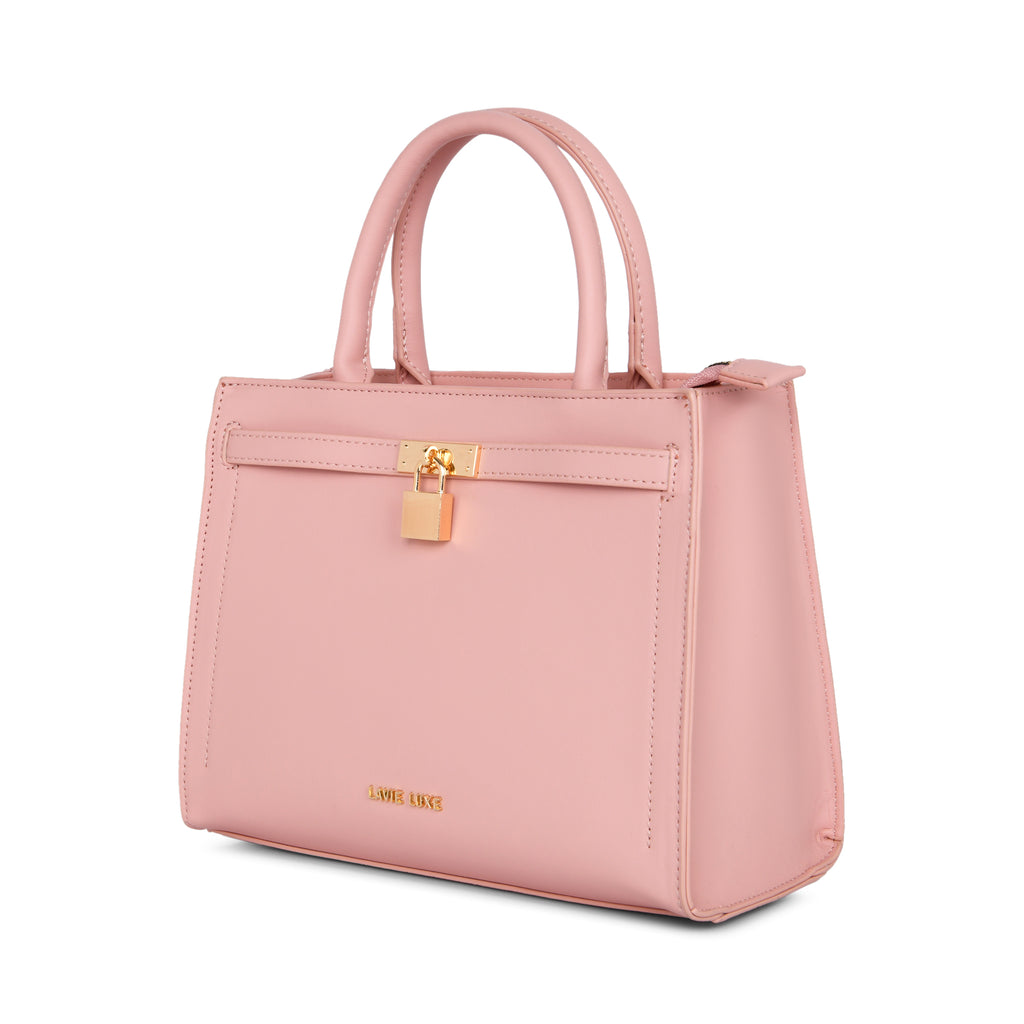 Lavie Luxe Light Pink Medium Women's Lock Satchel Bag