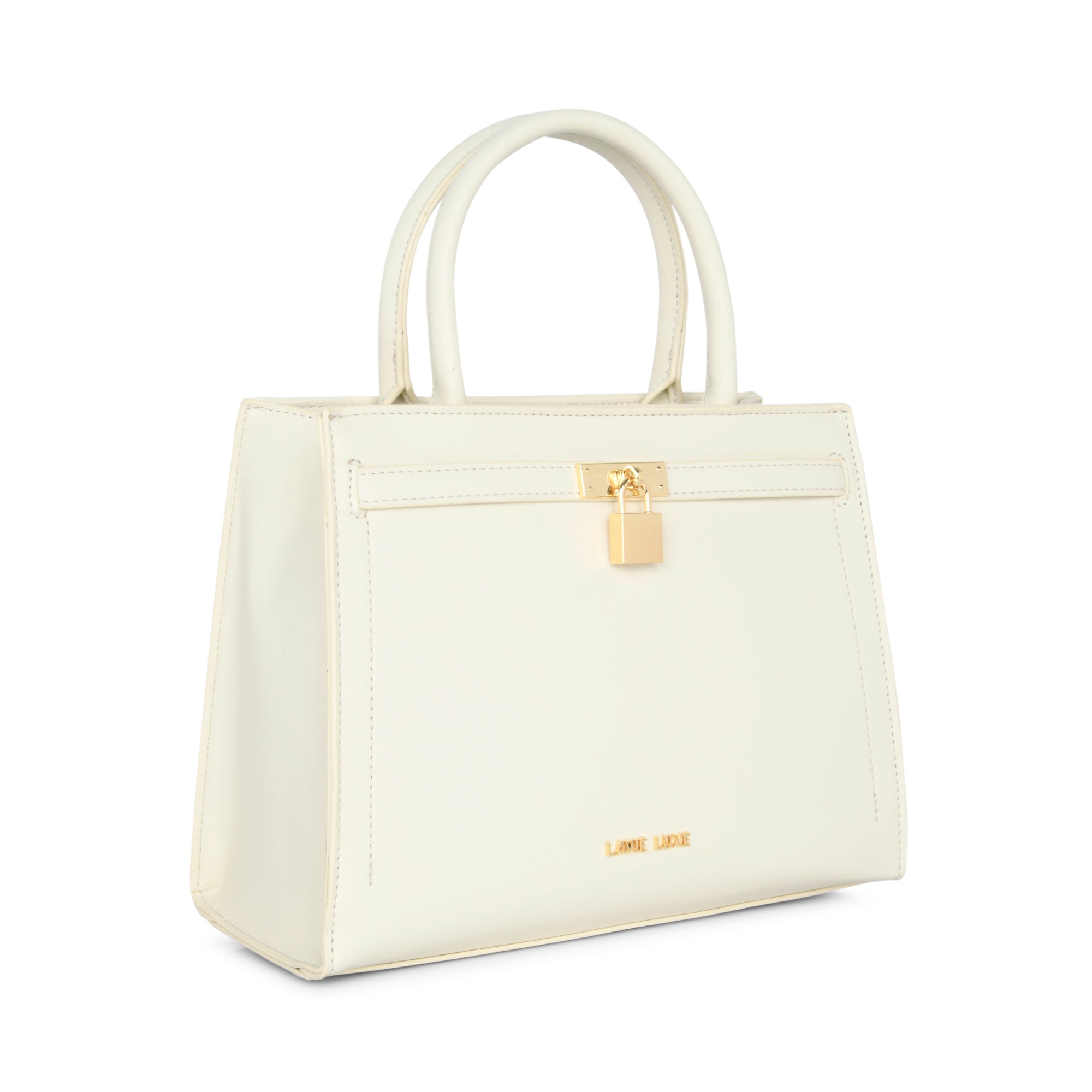 Lavie Luxe Off White Medium Women's Lock Satchel Bag