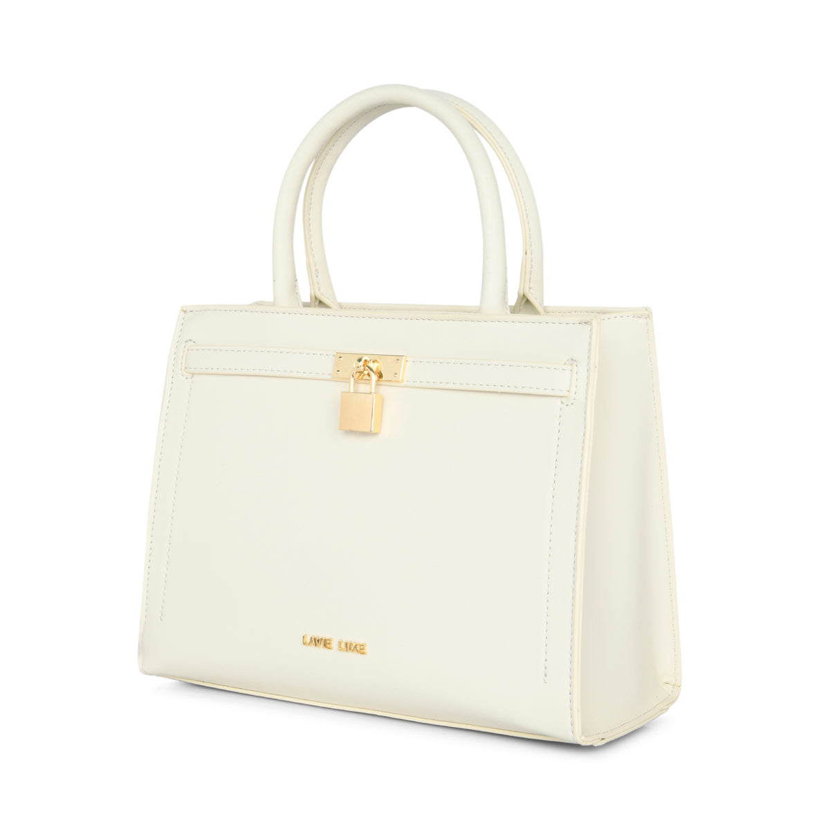 Lavie Luxe Off White Medium Women's Lock Satchel Bag
