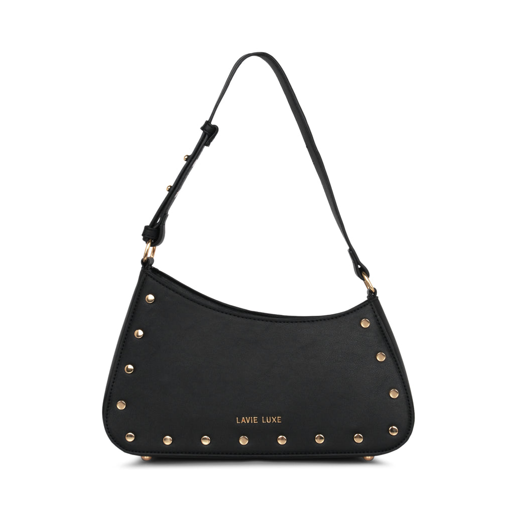 Lavie Luxe Black Small Women's Stud Girl's Hobo Bag