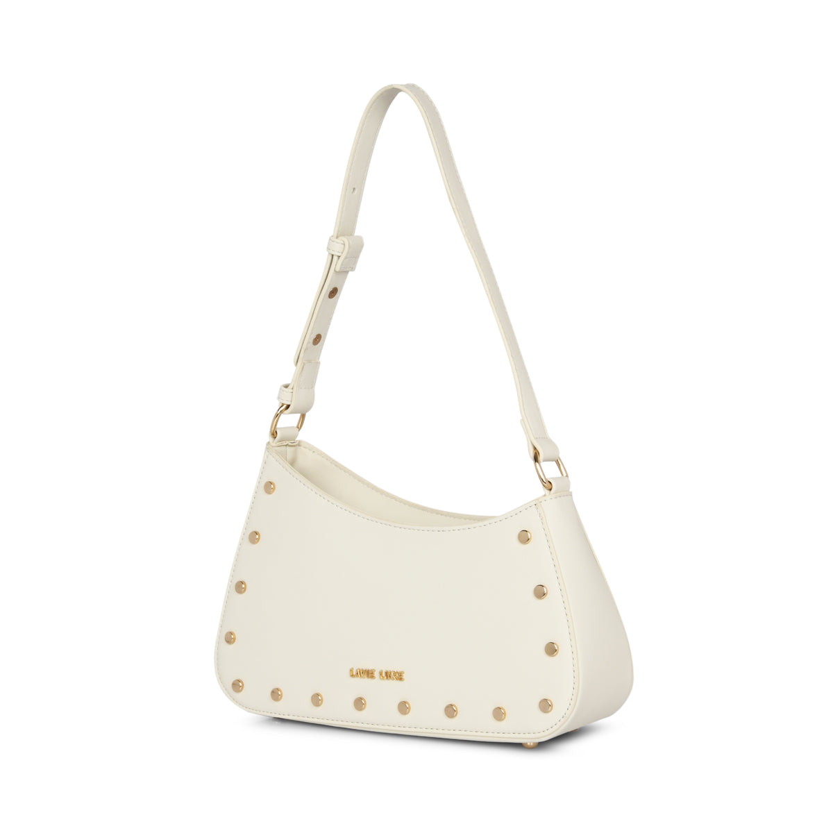 Lavie Luxe Off White Small Women's Stud Girl's Hobo Bag