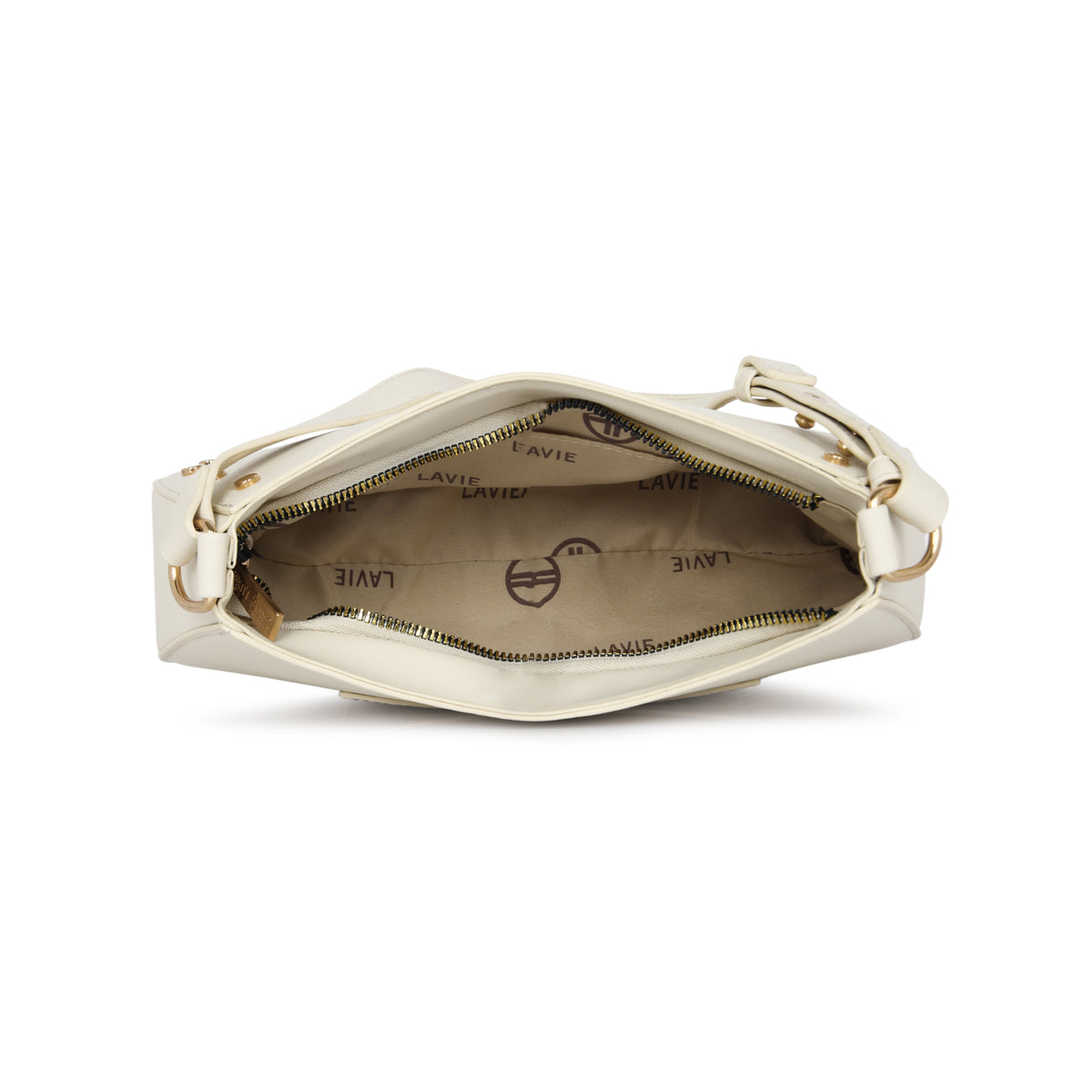 Lavie Luxe Off White Small Women's Stud Girl's Hobo Bag