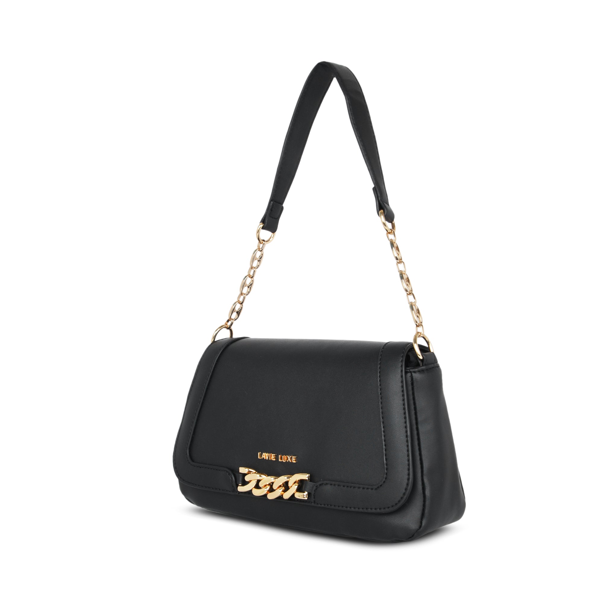 Lavie Luxe Black Medium Women's Chain Hobo Bag