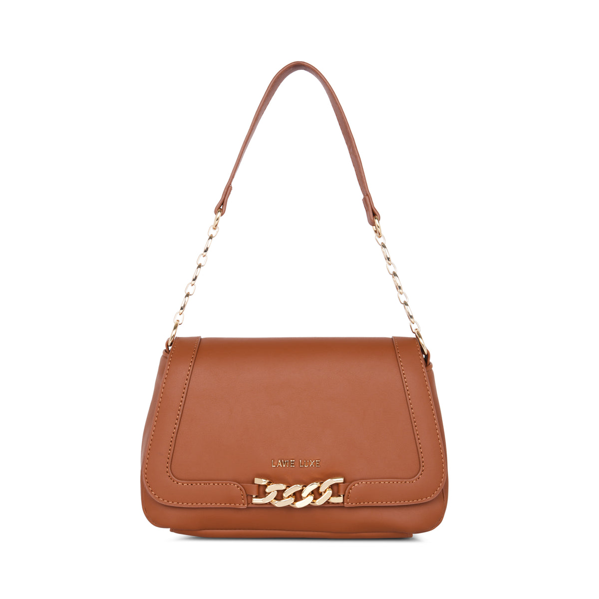 Lavie Luxe Tan Medium Women's Chain Hobo Bag