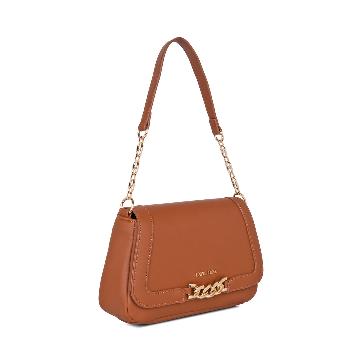 Lavie Luxe Tan Medium Women's Chain Hobo Bag