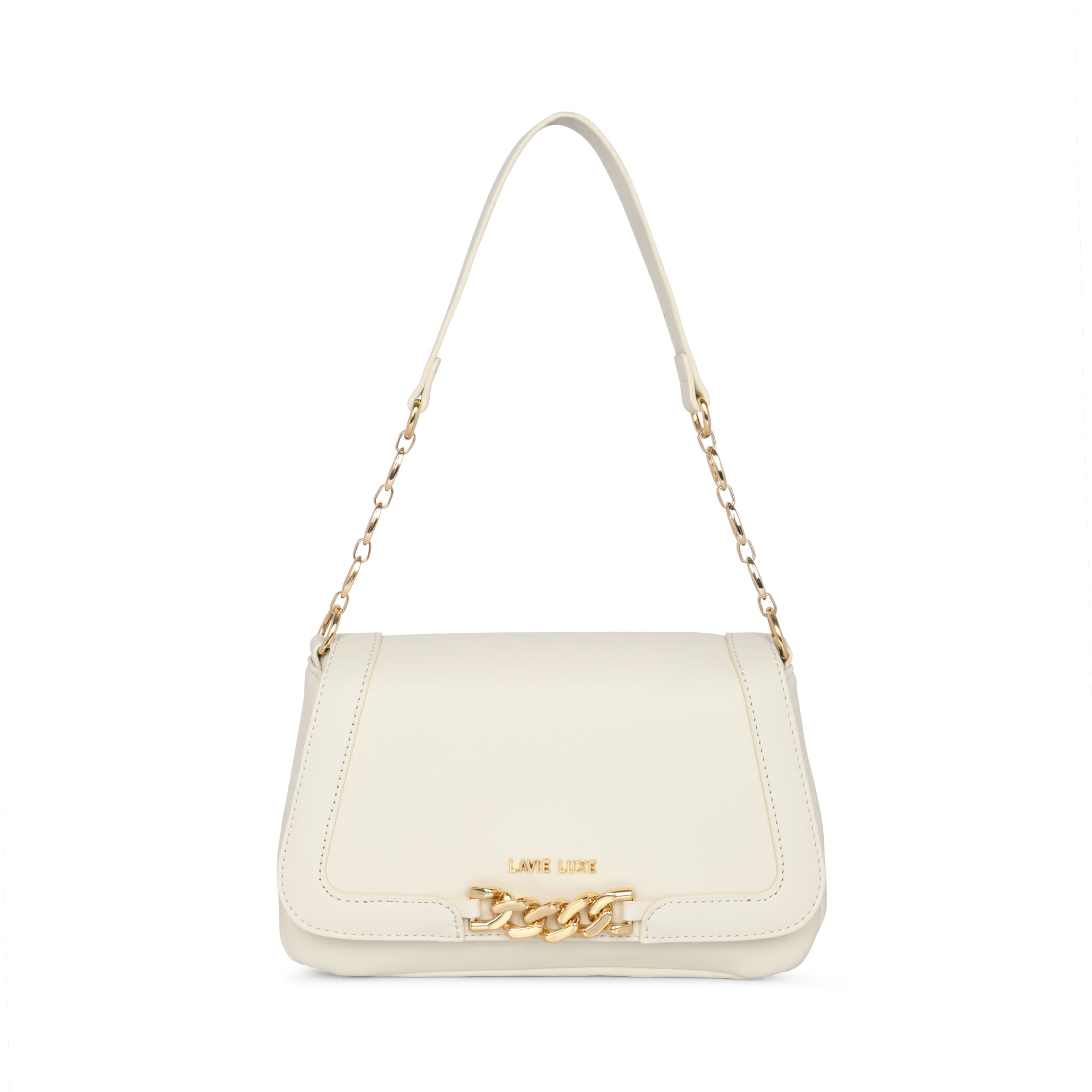 Lavie Luxe Off White Medium Women's Chain Hobo Bag