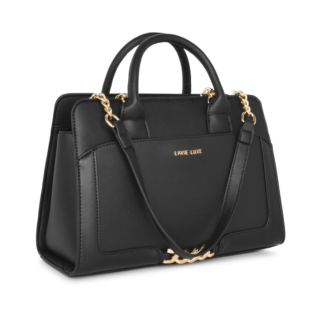Lavie Luxe Black Medium Women's Chain Satchel Bag