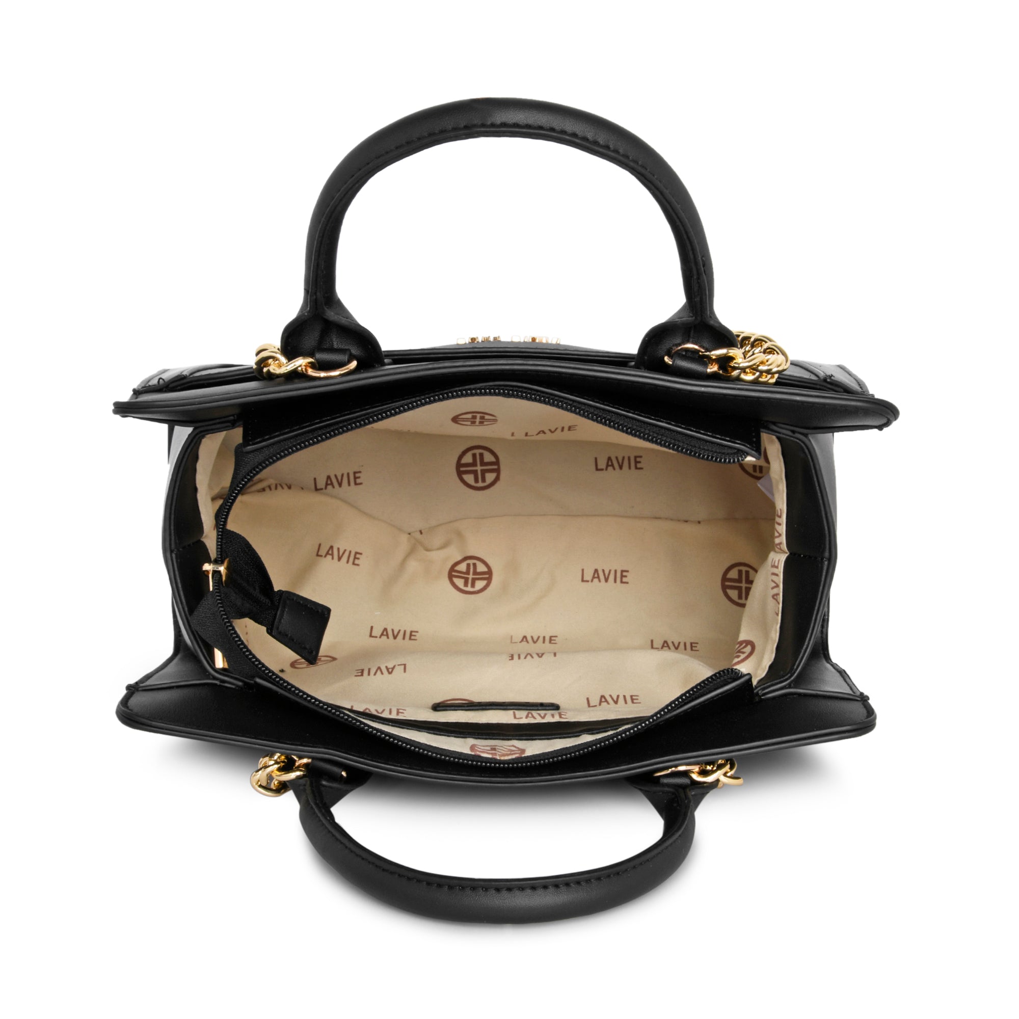 Lavie Luxe Black Medium Women's Chain Satchel Bag