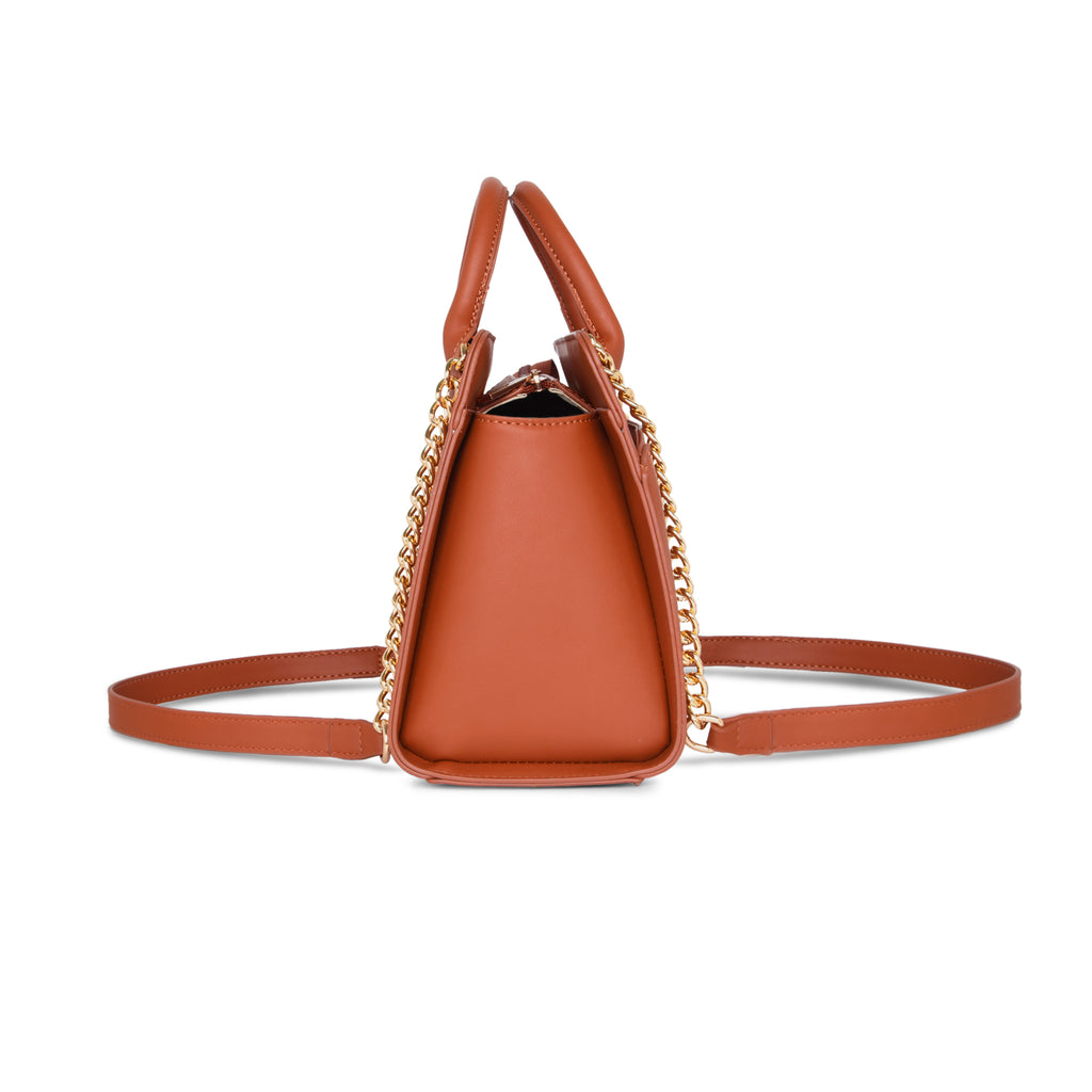 Lavie Luxe Tan Medium Women's Chain Satchel Bag