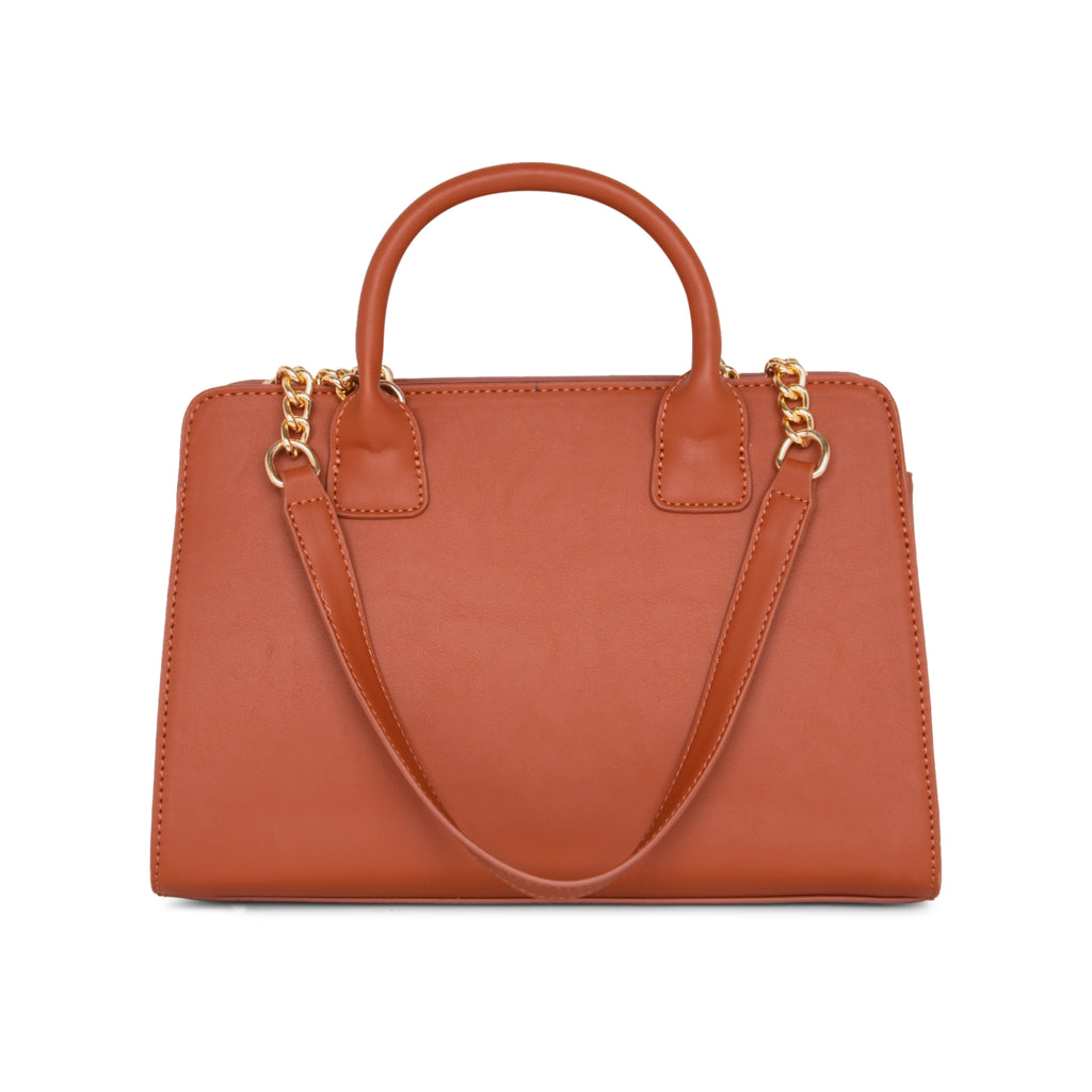 Lavie Luxe Tan Medium Women's Chain Satchel Bag