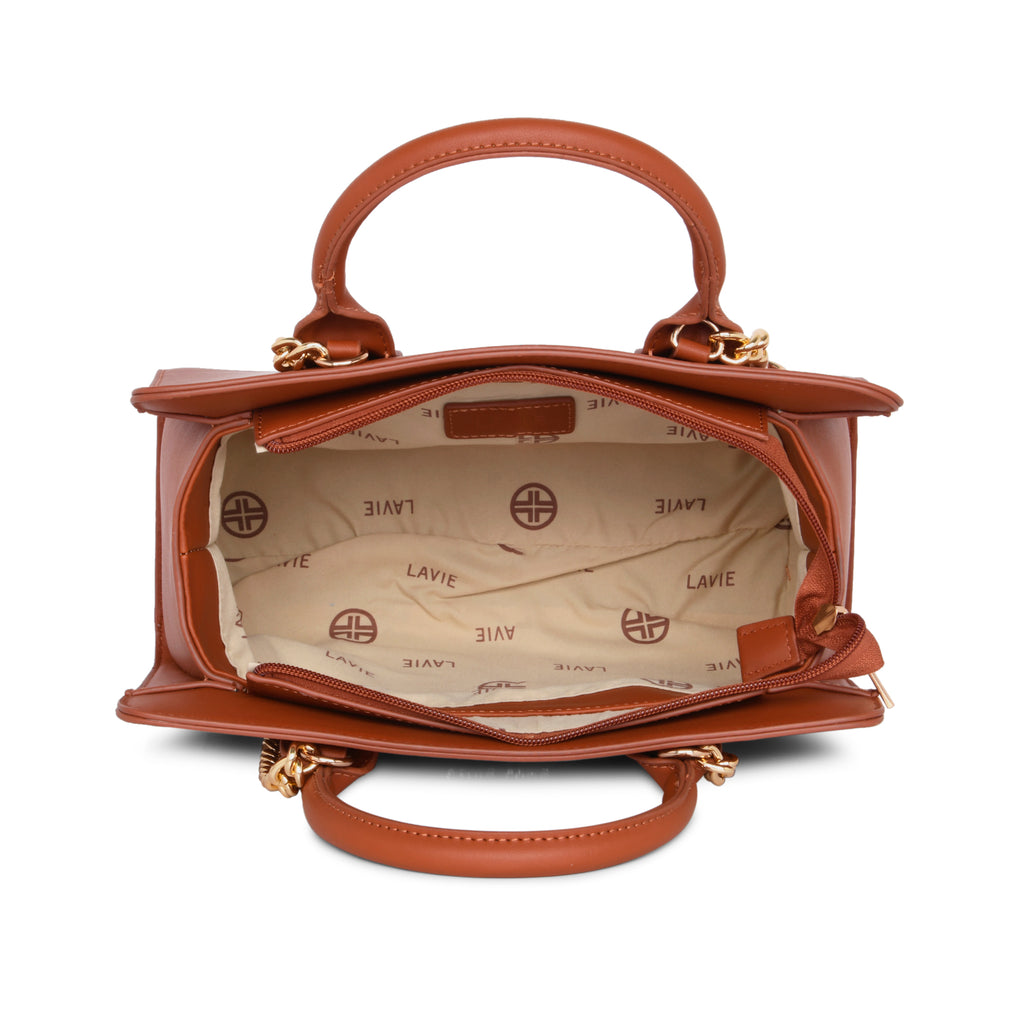 Lavie Luxe Tan Medium Women's Chain Satchel Bag
