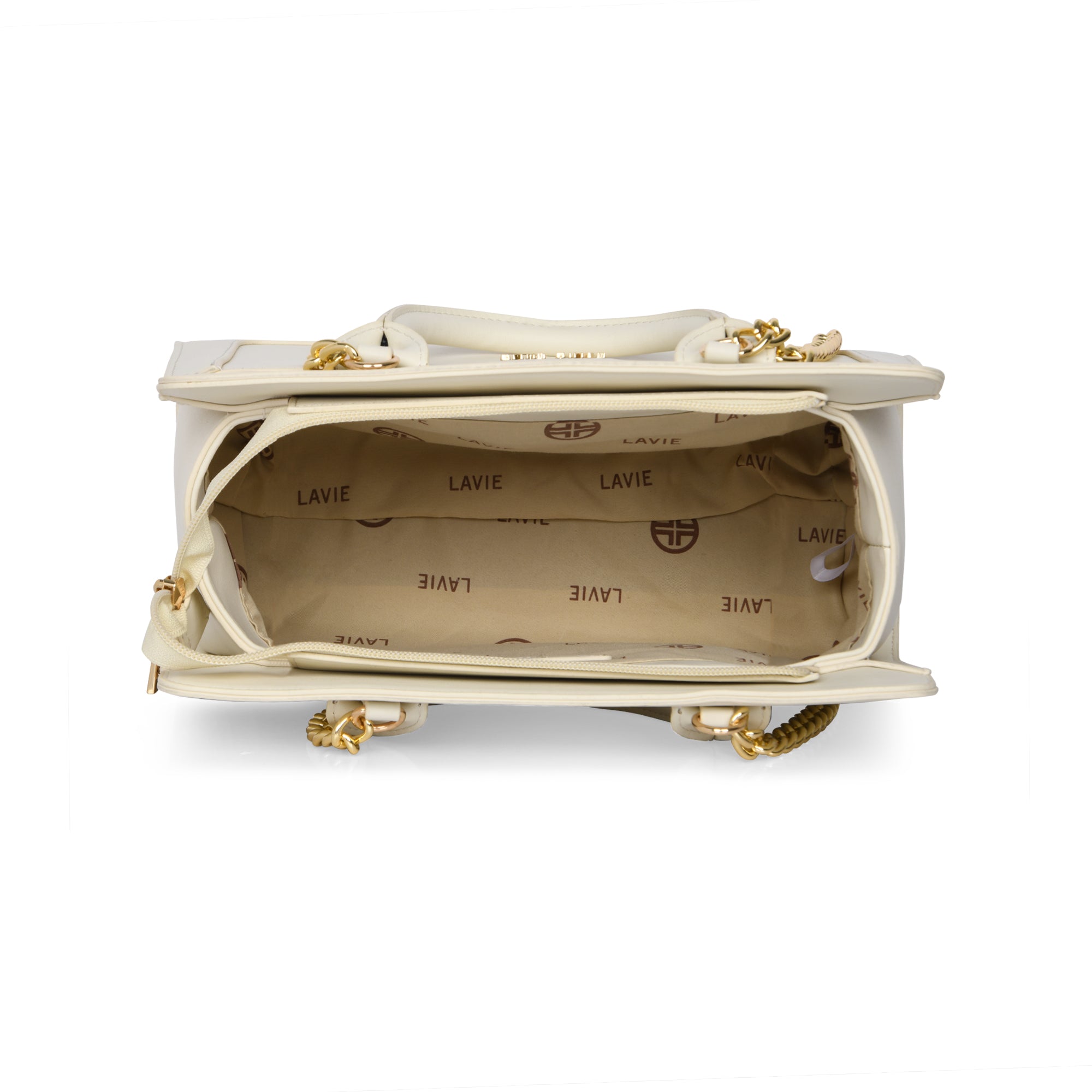 Lavie Luxe Off White Medium Women's Chain Satchel Bag