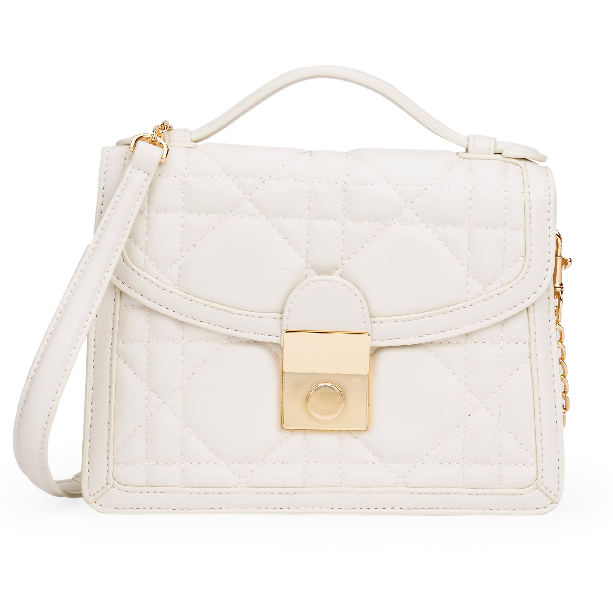 Lavie Luxe Off White Small Women's Dioflap Satchel Bag