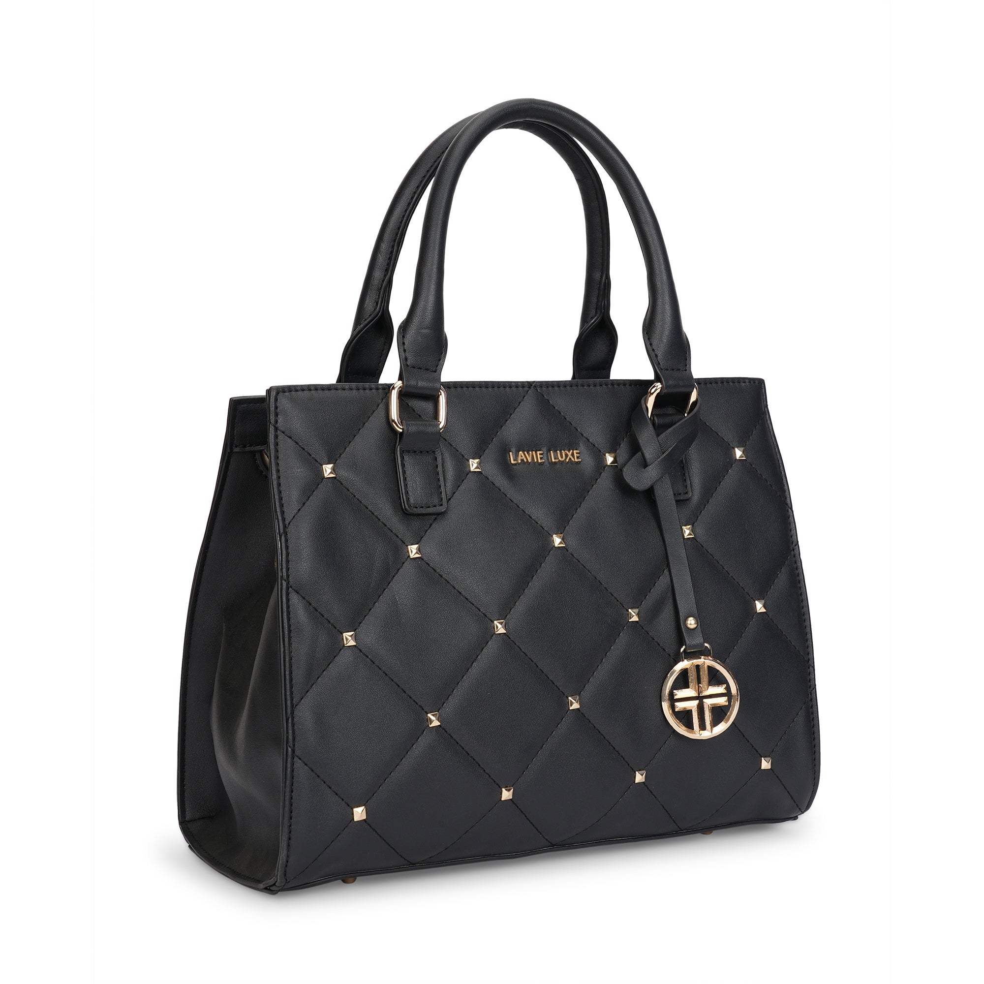 Lavie Luxe Black Medium Women's Stud Shelly Satchel Bag