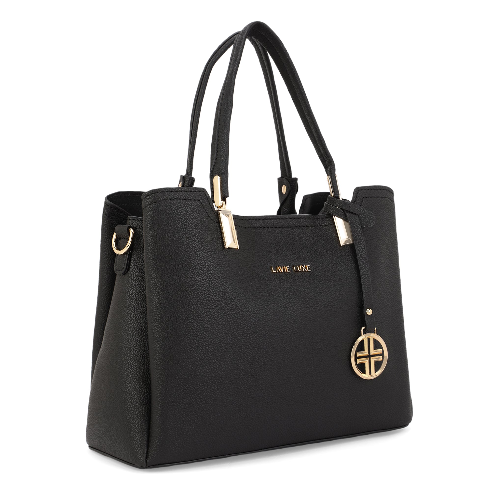 Lavie Luxe Black Medium Women's Azura 23 3 Compartments Satchel Bag
