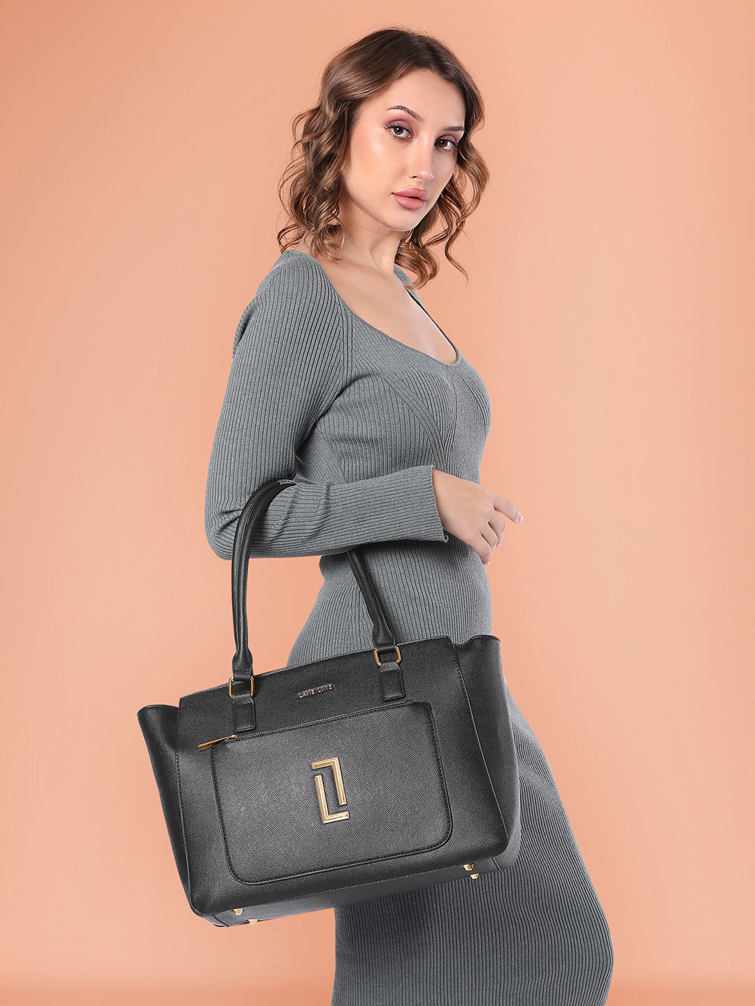 Lavie Luxe Black Large Women's Kely Tote Bag