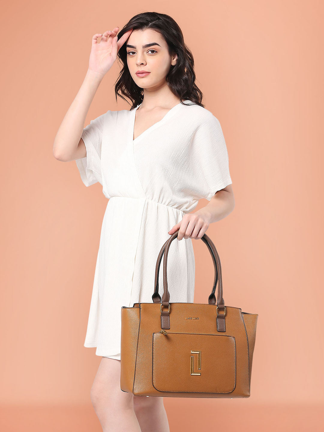 Lavie Luxe Tan Large Women's Kely Tote Bag