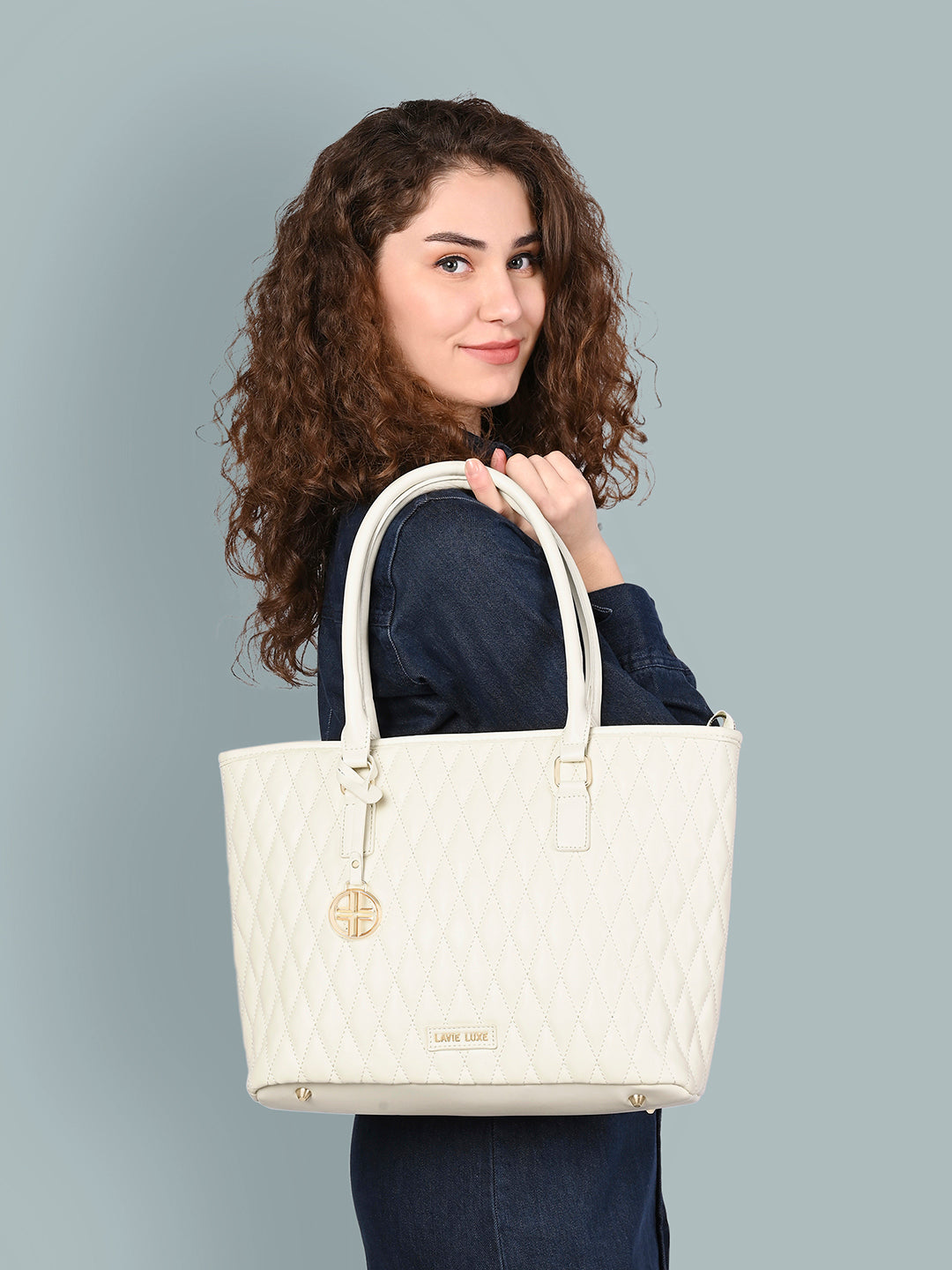 Lavie Luxe Off White Large Women's Sherry Tote Bag