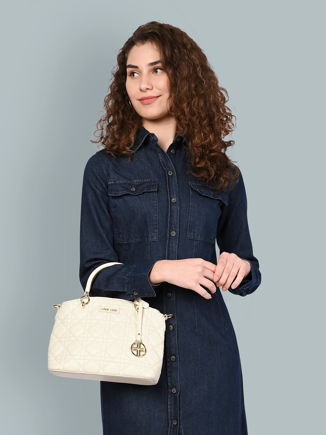 Lavie Luxe Babel Off White Small Women's Satchel