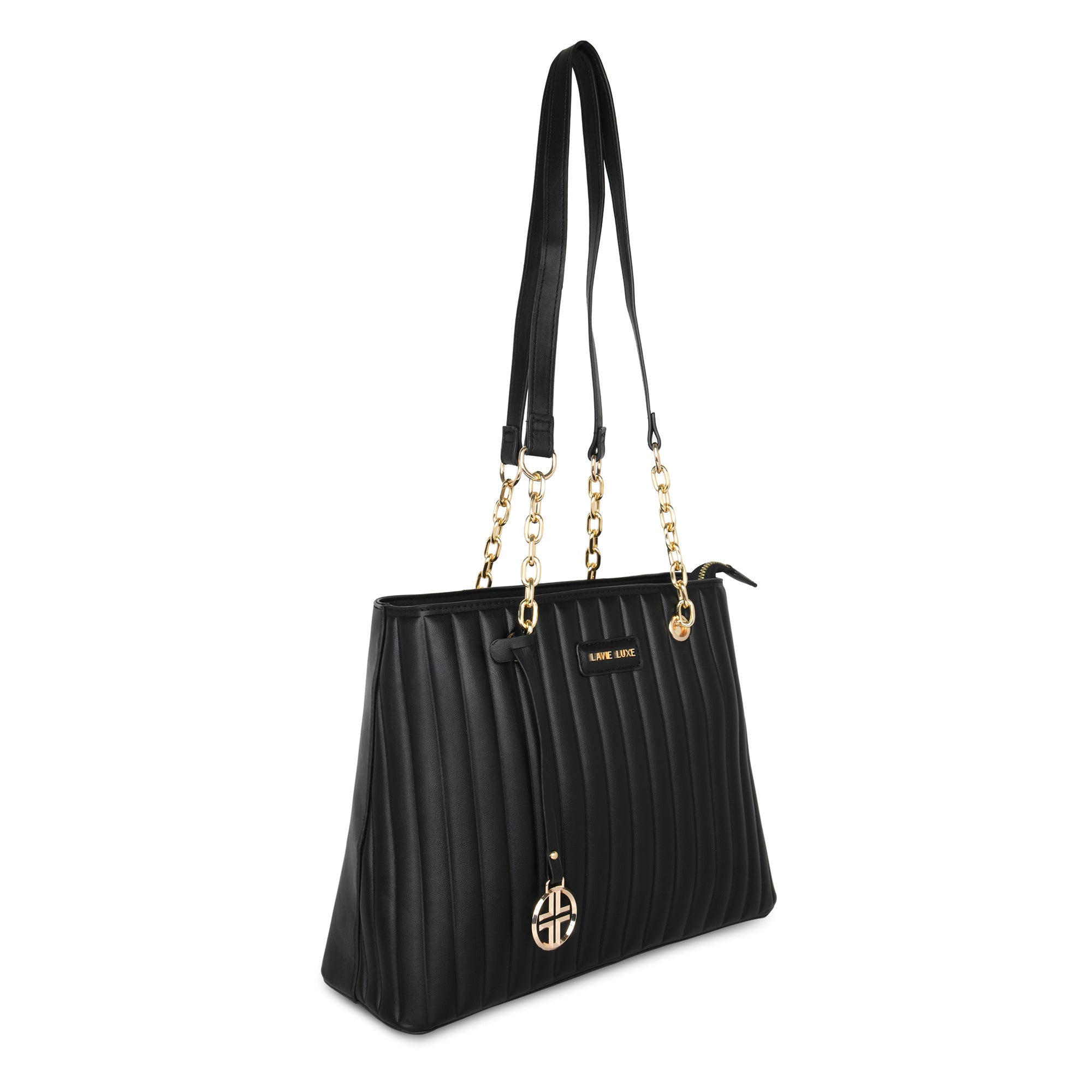 Lavie Luxe Black Medium Women's Trapez Satchel Bag