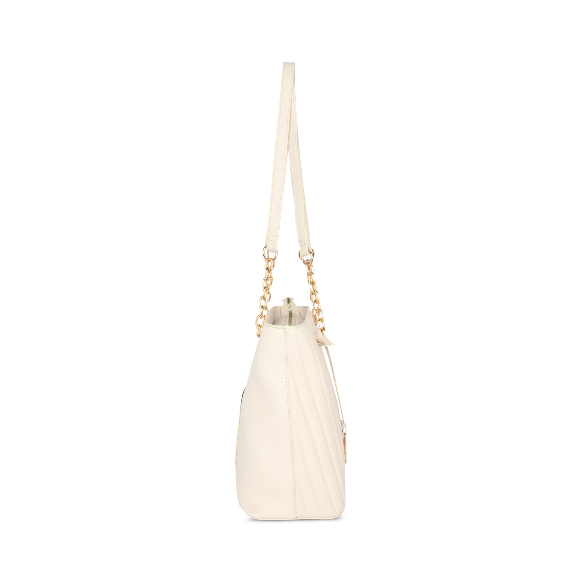 Lavie Luxe Off White Medium Women's Trapez Satchel Bag