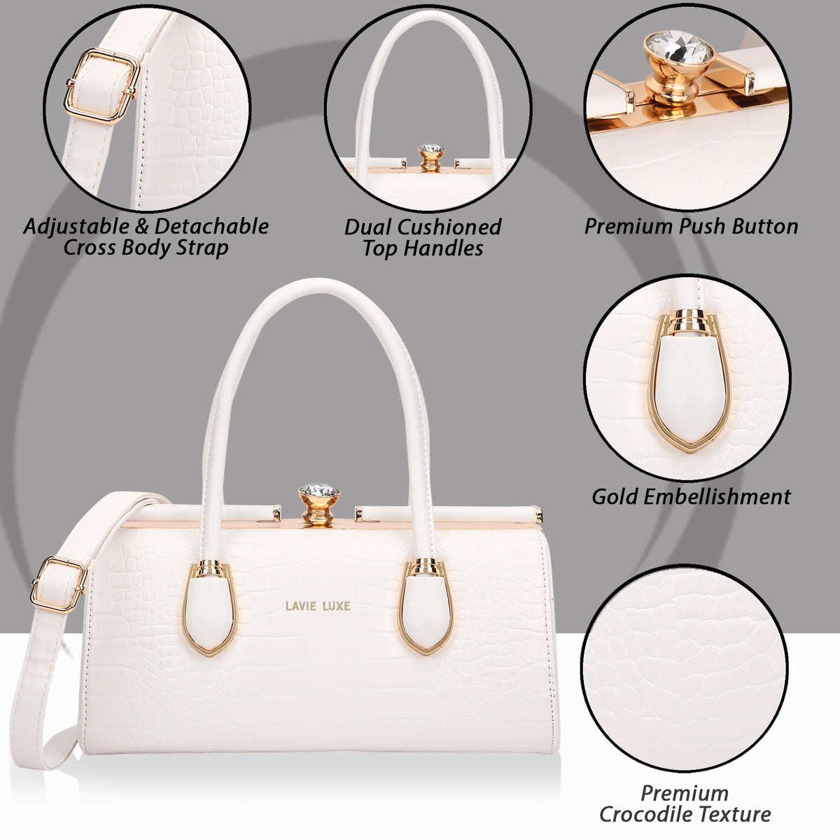 Dazzle Medium White Handbag