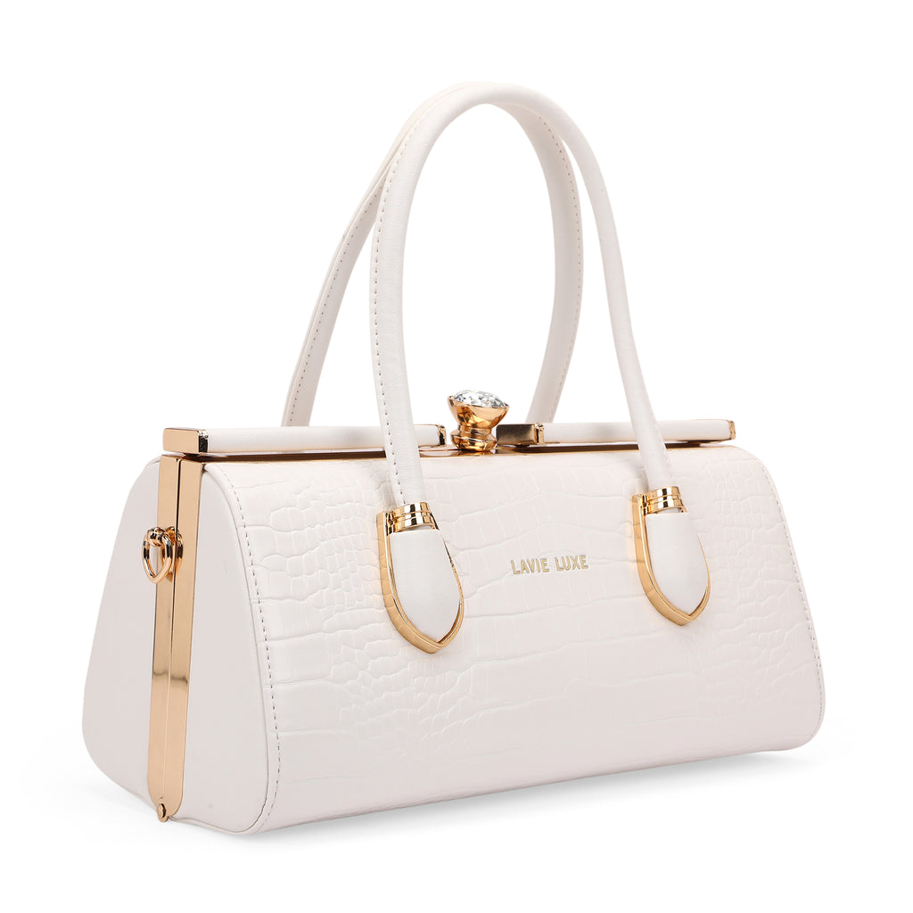 Lavie Luxe White Medium Women's Dazzle Frame Bag