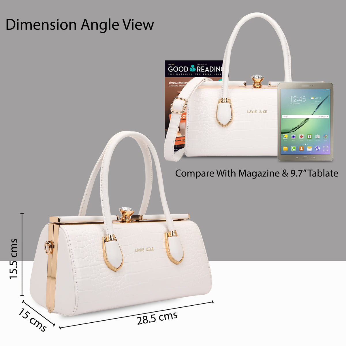 Dazzle Medium White Handbag