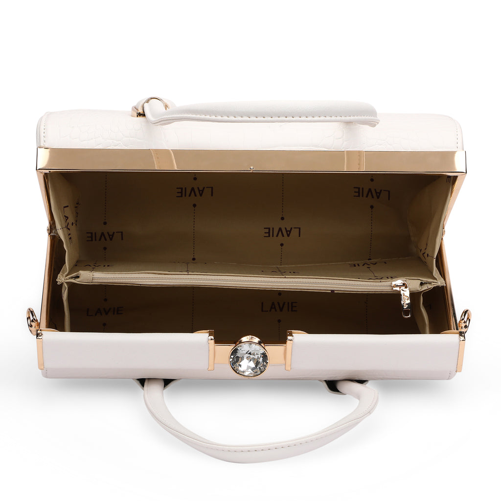 Lavie Luxe White Medium Women's Dazzle Frame Bag