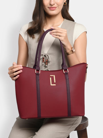 Lavie Luxe Haiden Red Large Women's Tote Handbag