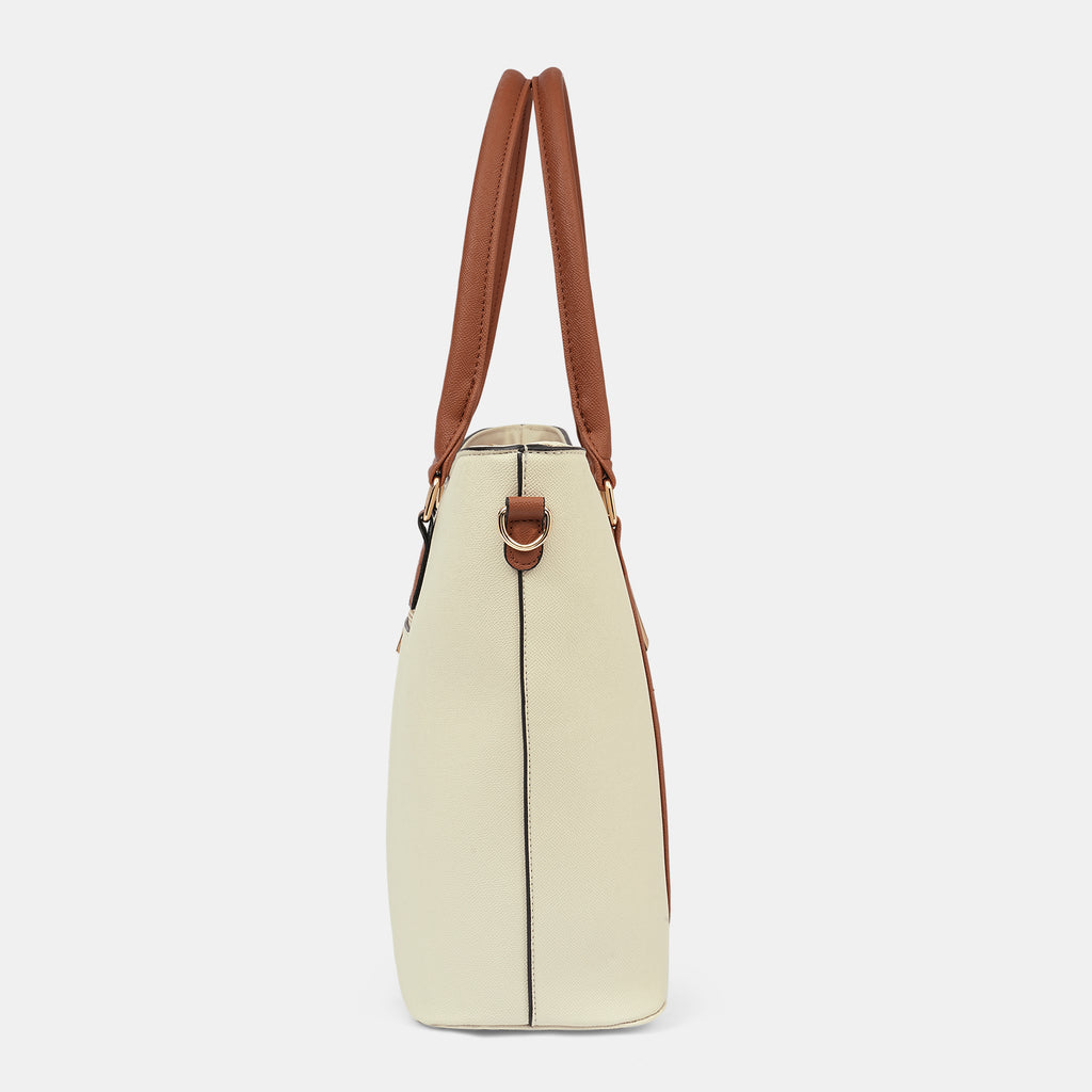Lavie Luxe Haiden Off White Large Women's Tote Handbag