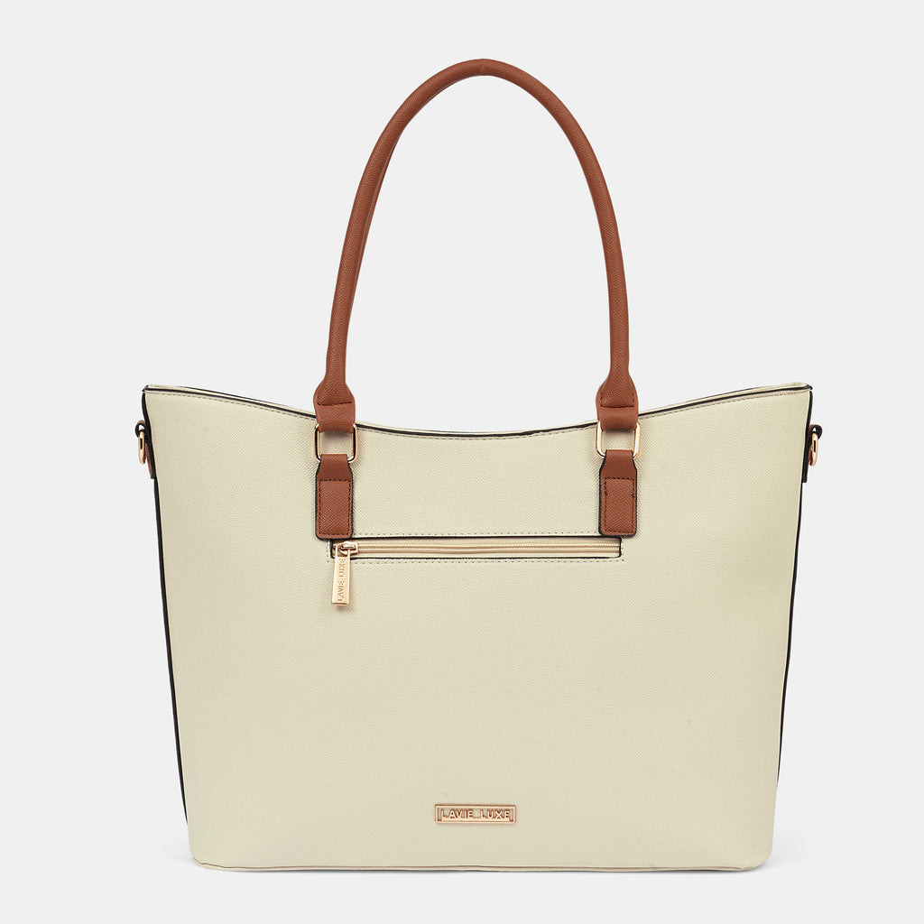 Lavie Luxe Haiden Off White Large Women's Tote Handbag