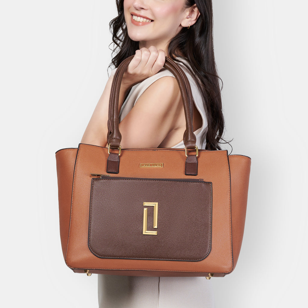 Lavie Luxe Kyle Tan Large Women's Tote Handbag