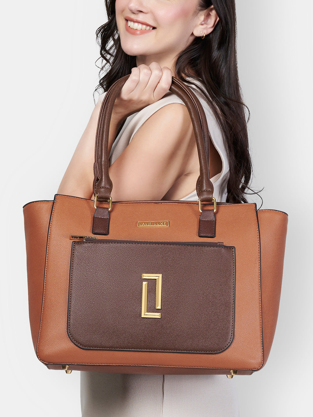 Lavie Luxe Kyle Tan Large Women's Tote Handbag