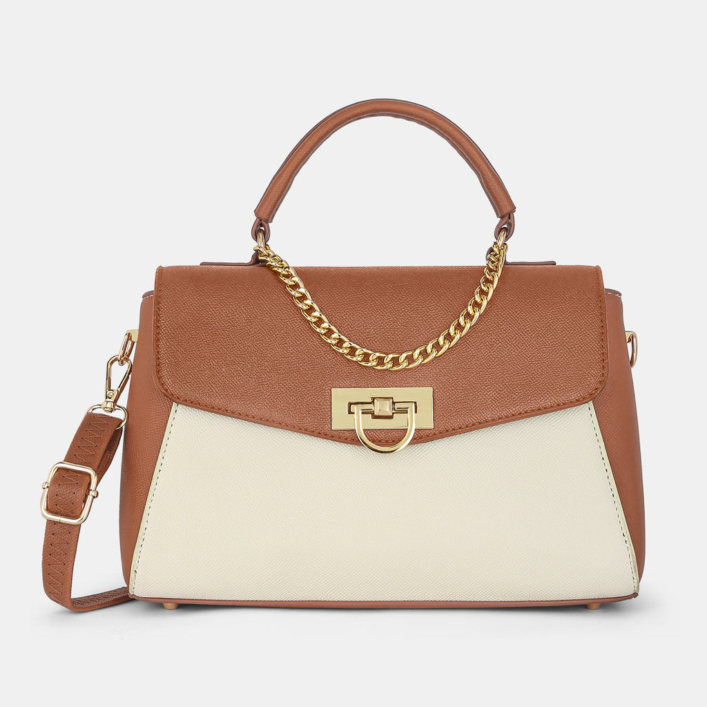 Lavie Luxe Pine Tan Small Women's Flap Satchel Handbag