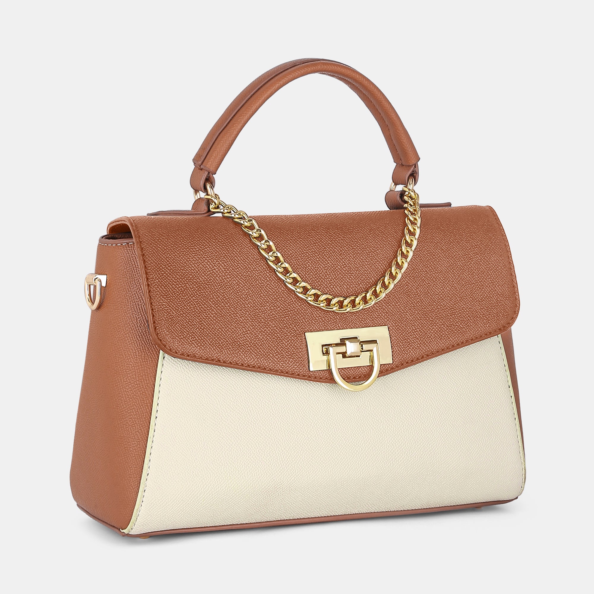 Lavie Luxe Pine Tan Small Women's Flap Satchel Handbag