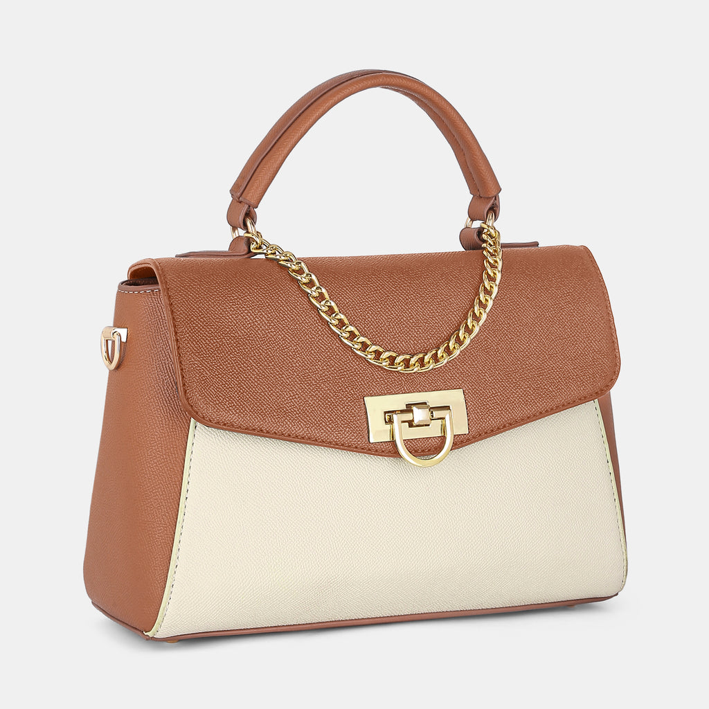 Lavie Luxe Pine Tan Small Women's Flap Satchel Handbag