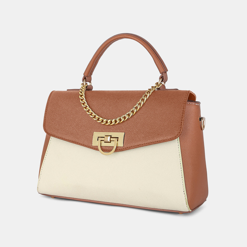 Lavie Luxe Pine Tan Small Women's Flap Satchel Handbag