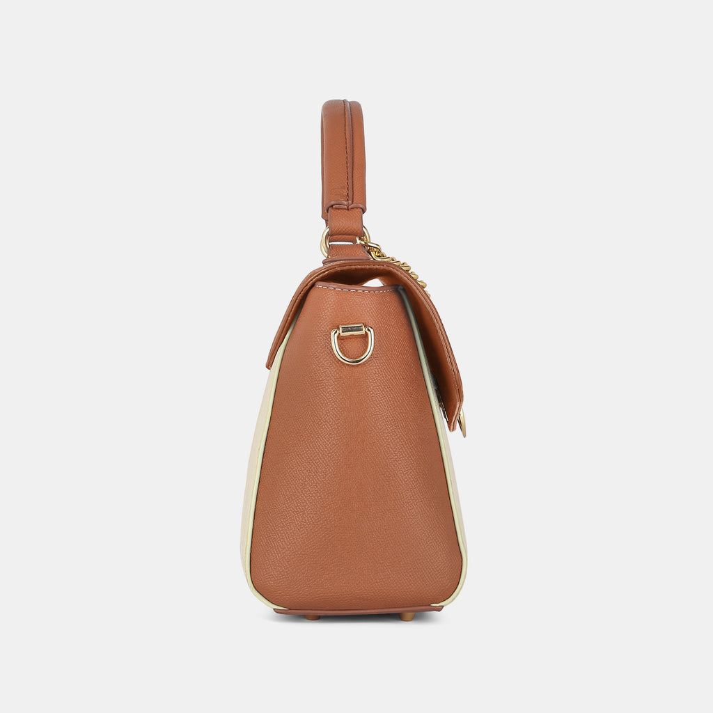 Lavie Luxe Pine Tan Small Women's Flap Satchel Handbag