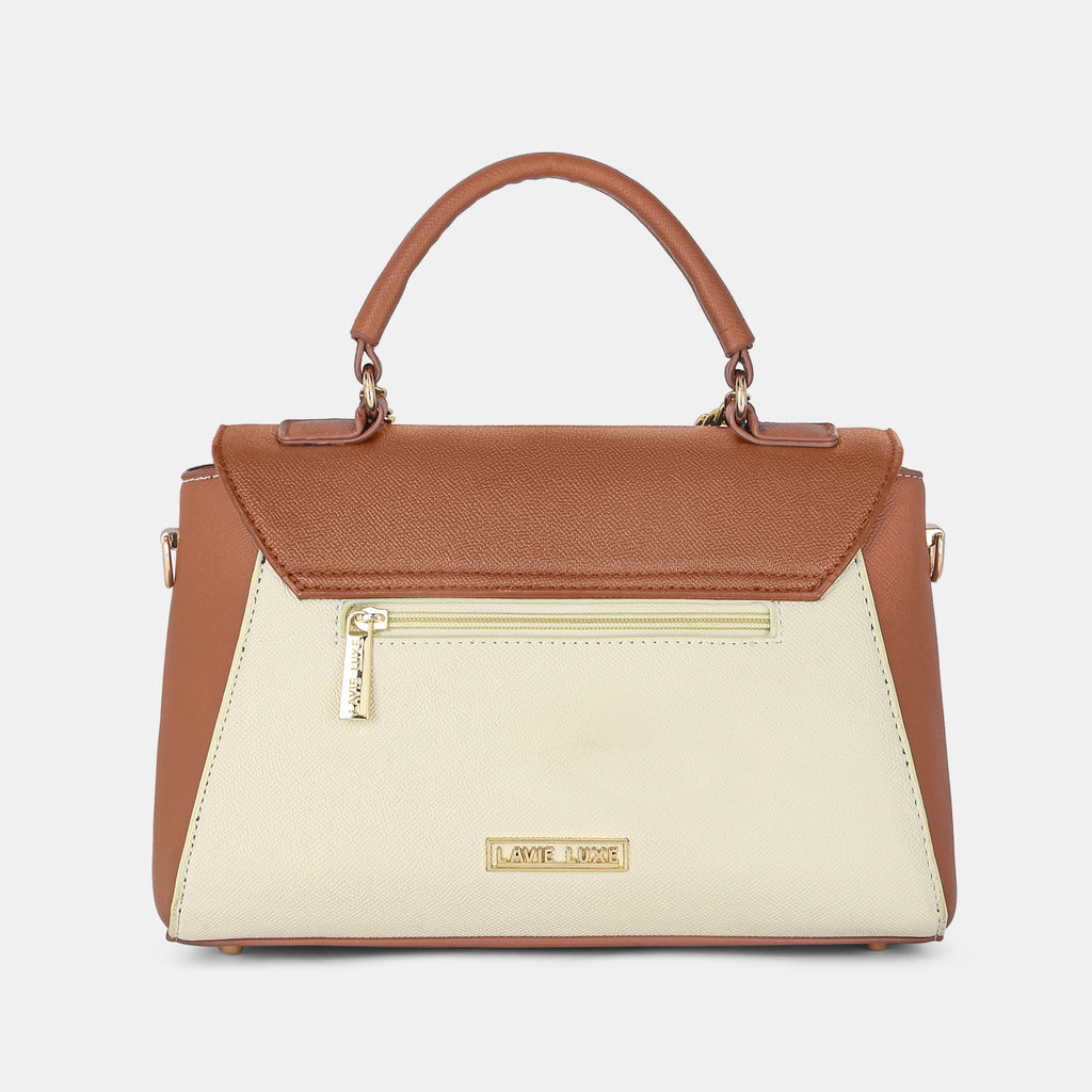 Lavie Luxe Pine Tan Small Women's Flap Satchel Handbag