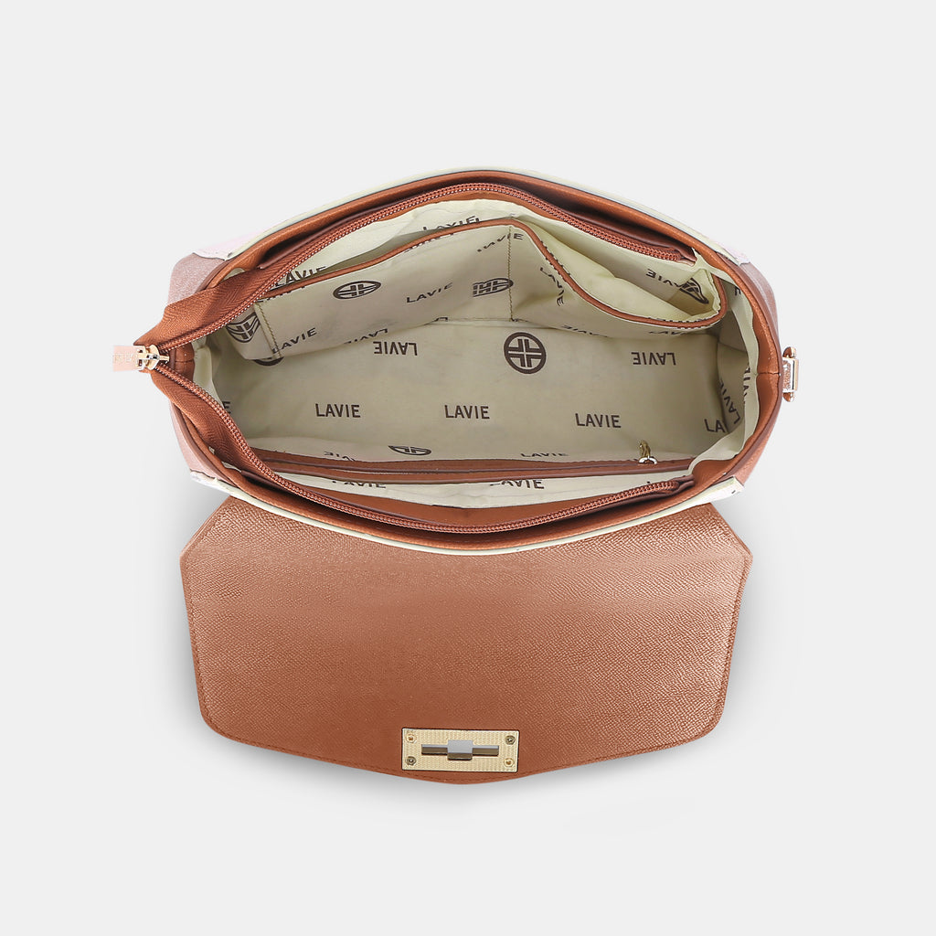 Lavie Luxe Pine Tan Small Women's Flap Satchel Handbag