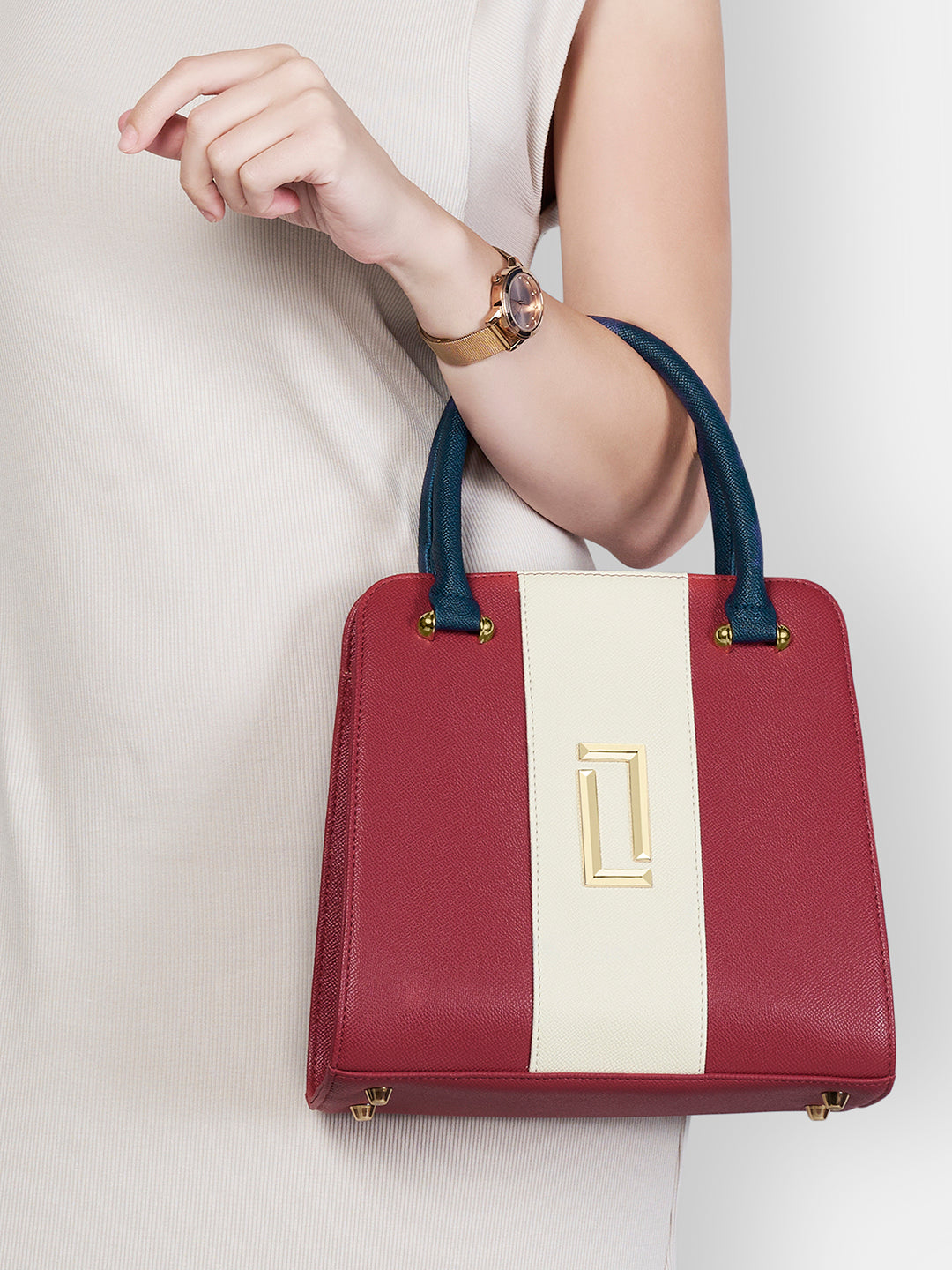 Lavie Luxe Ashwa Red Small Women's Satchel Handbag