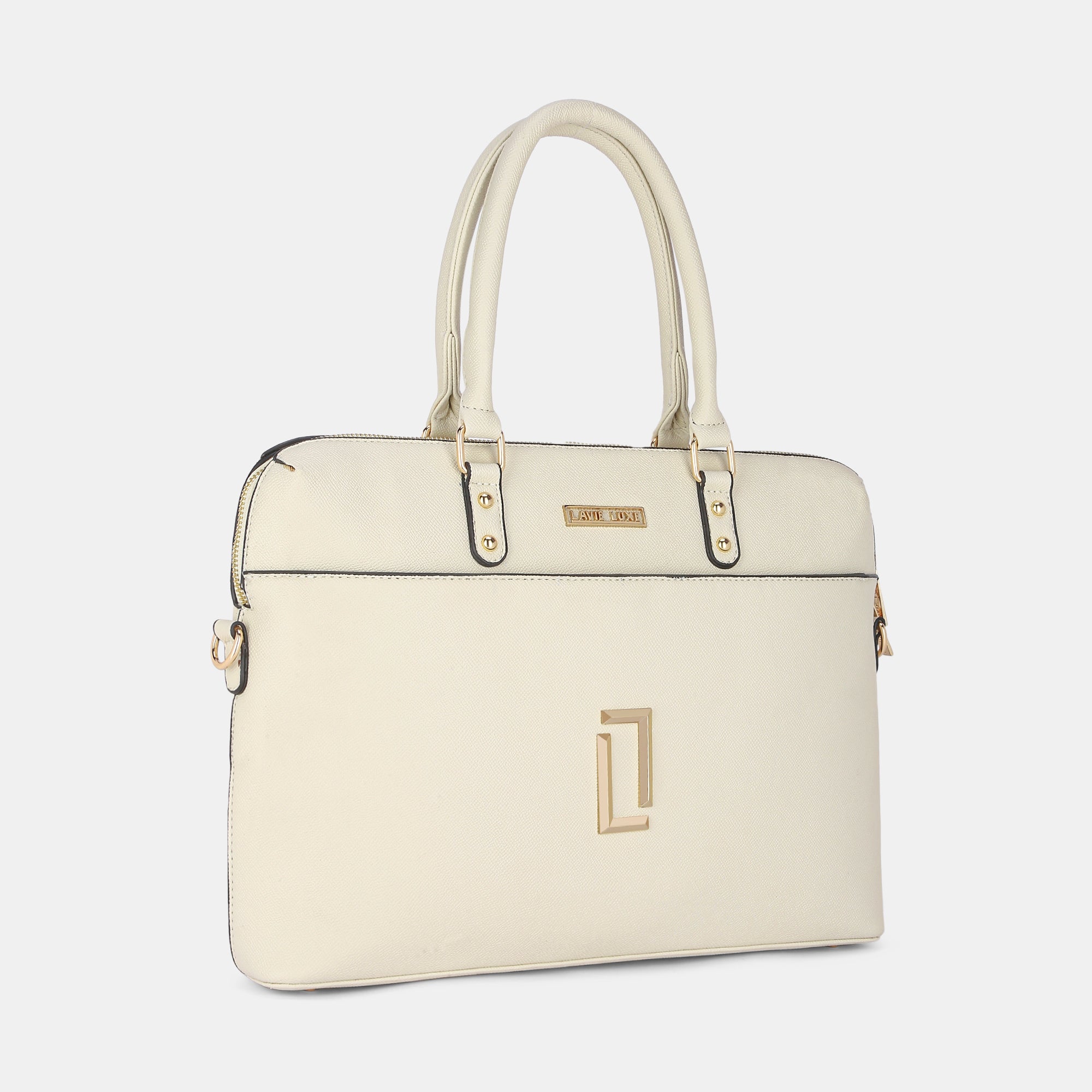 Lavie Luxe Welsy 1 compartment Off White Large Women's Laptop Handbag