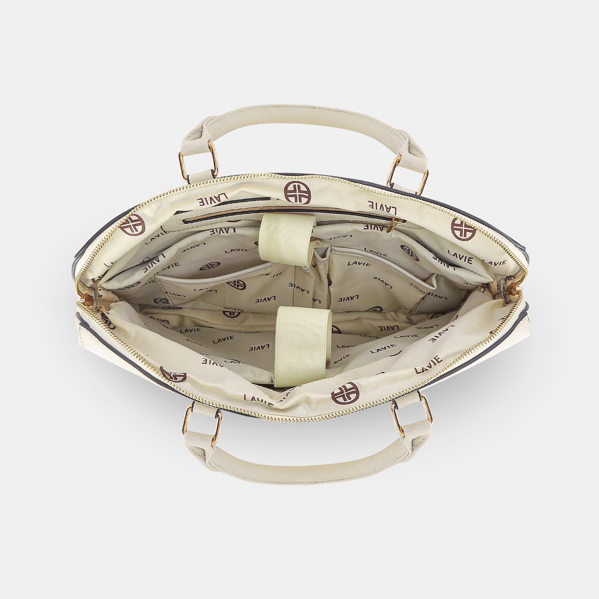 Lavie Luxe Welsy 1 compartment Off White Large Women's Laptop Handbag